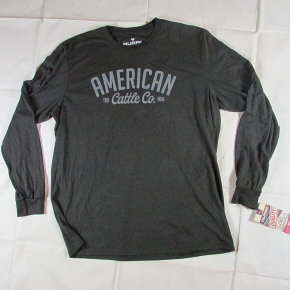 Rural Cloth Unisex Adult Long Sleeve American Cattle Co T- Shirt Black - Picture 1 of 2